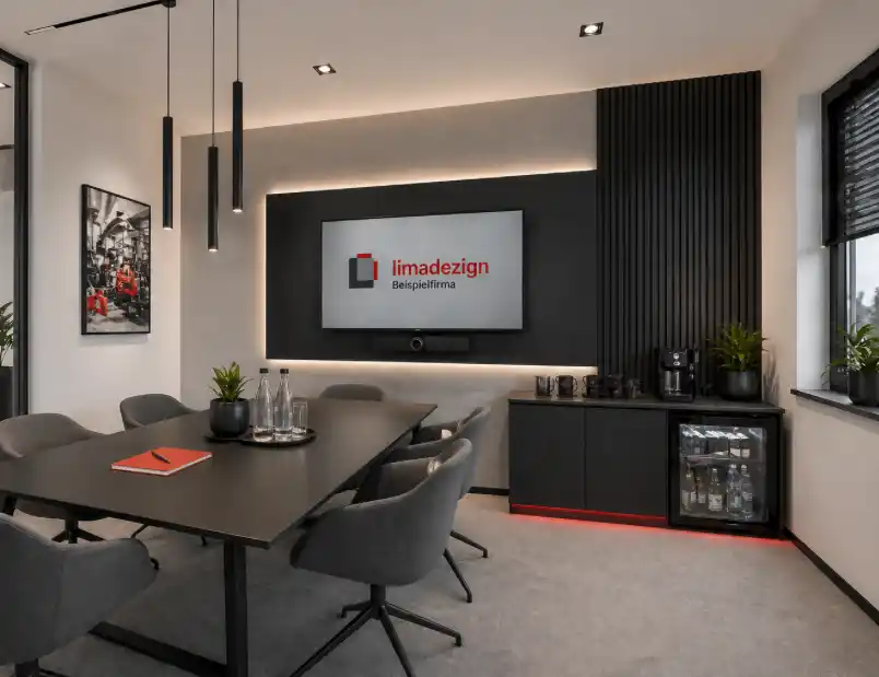 Innenarchitektur-Projekt Bürogebäude in Siegen und Umgebung mit optimierten Arbeitsabläufen, klaren Farbkonzepten und robusten Materialien. Innenraum eines Bürogebäudes in Südwestfalen mit markenorientiertem Farbkonzept, klaren Linien und effizienter Raumorganisation. Moderne und funktionale Innenarchitektur für KMU.