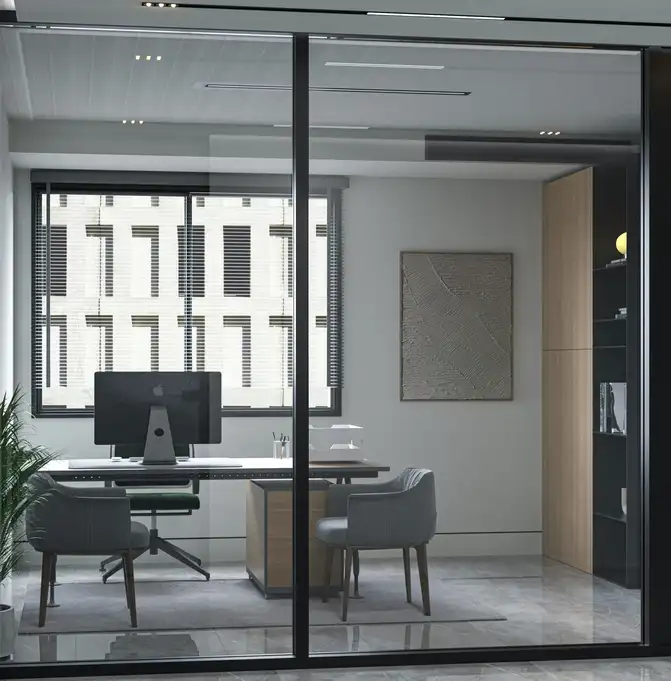 Büro Innenarchitektur mit offenen Zonen für Zusammenarbeit und Kommunikation